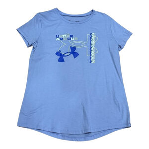 Under Armour Shirt Youth Large Purple HeatGear Short Sleeve Athletic Loose Fit